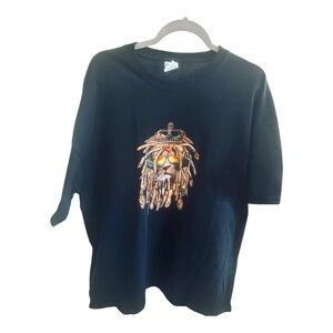 Hand-Pressed made Graphic Rasta Lion of Lion, T-Shirt - Size 2XL